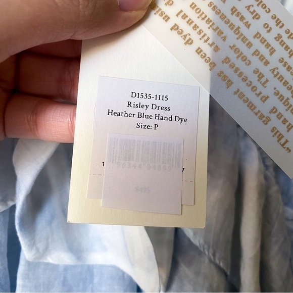 LoveShackFancy Dress Risley High-Low Tie-Dye Bow Heather Blue Hand Dye P NWT - Picture 6 of 7